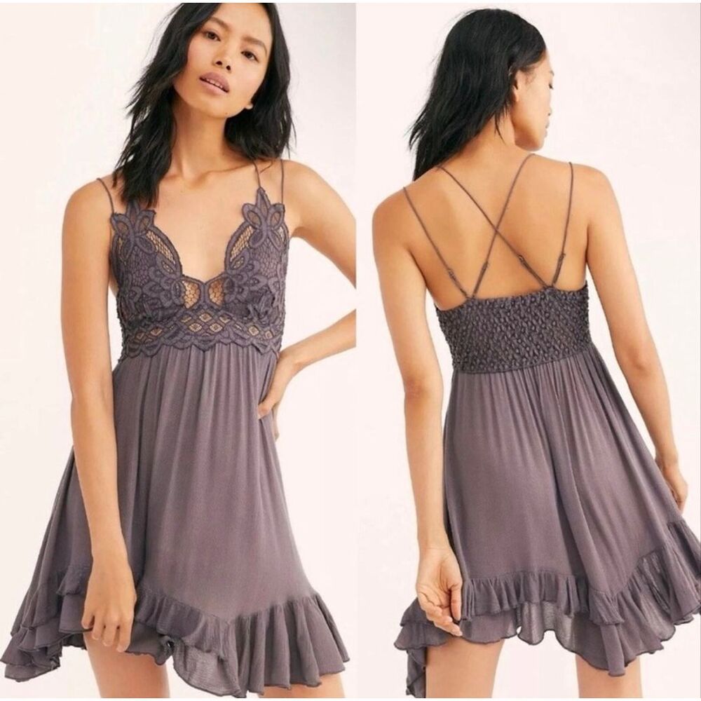 Free People Adella Slip Blue Grey dress Women’s XS Boho Mini Dress